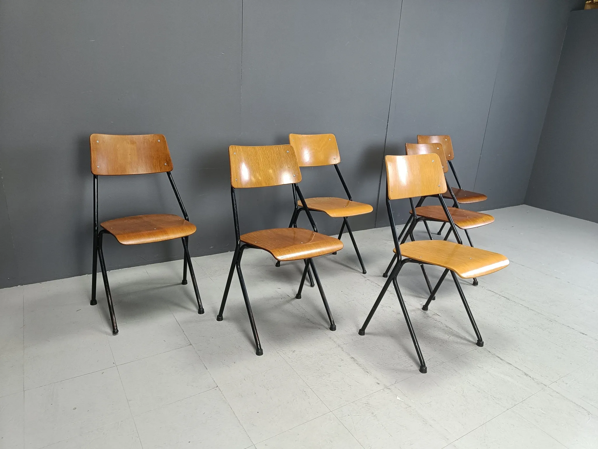 Post modern plywood dining chairs, 1970s