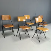 Chaises de salle à manger en contreplaqué post-moderne, années 1970