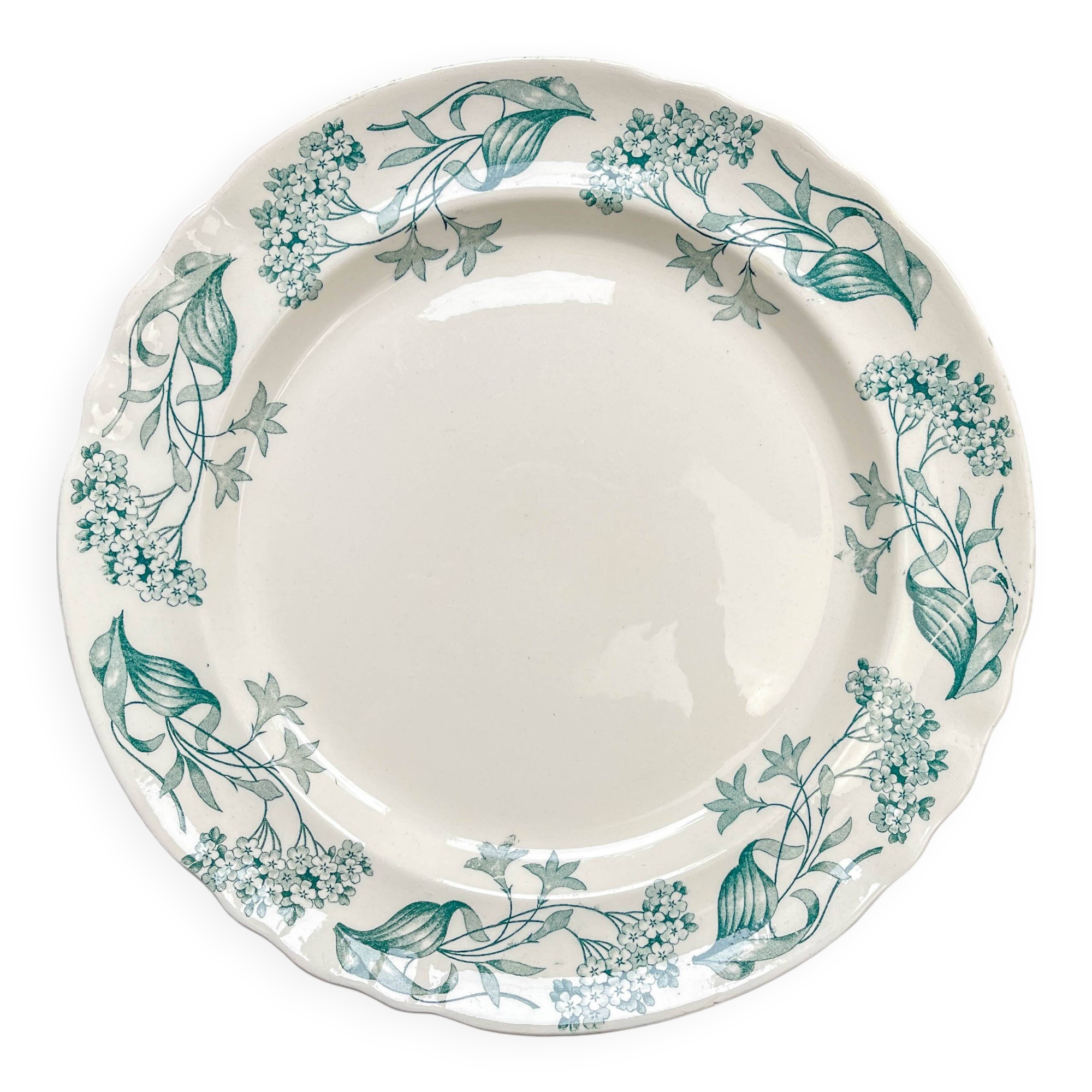 Antique round dish from Terre de Fer "Lilac" – Longchamp 19th century