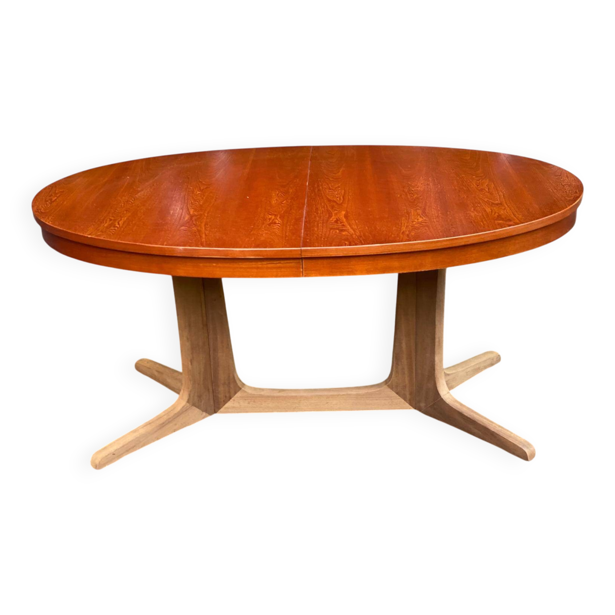 Table scandinave ovale extensible Baumann teck 240cm 1980