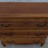 3-drawer solid natural wood chest of drawers with black handles - Completely restored