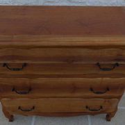 3-drawer solid natural wood chest of drawers with black handles - Completely restored
