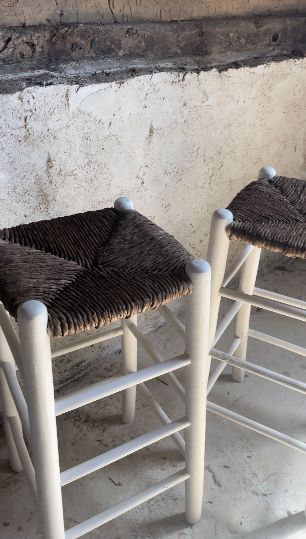 Straw and wood stools