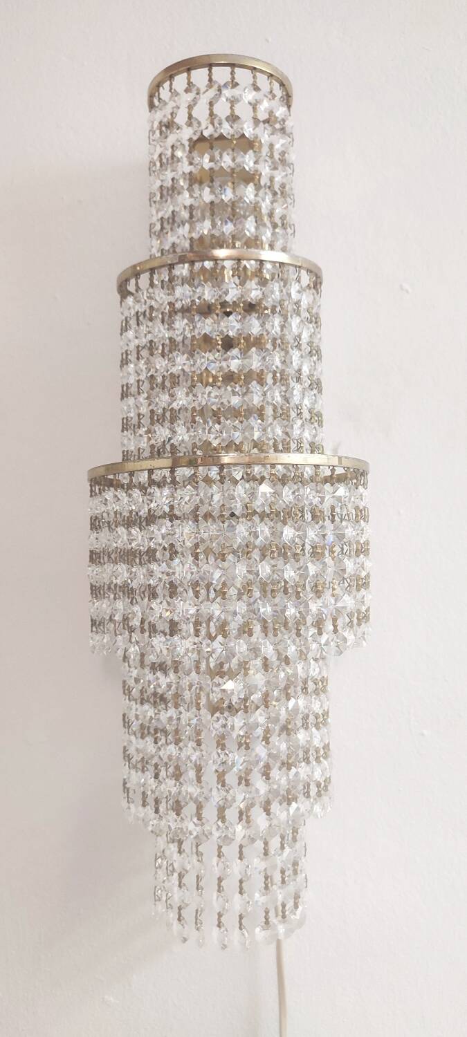 Pair of crystal appliques. France, 1970s.