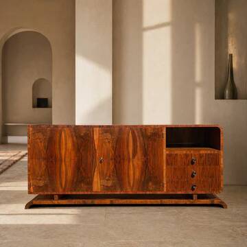 Art Deco walnut sideboard / cabinet, 1930s–1940s, Central Europe