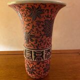 Ceramic vase, red cloisonné
