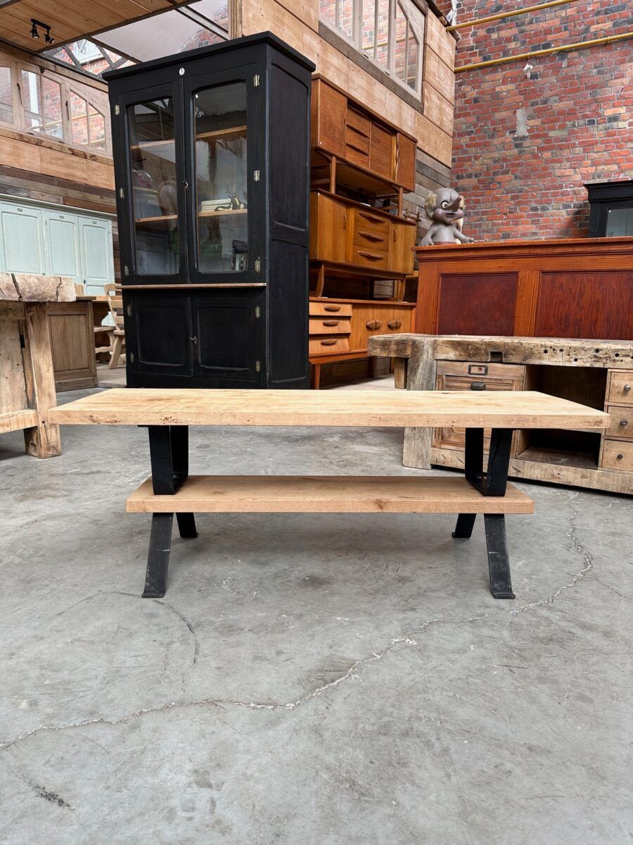 Table basse bois et fer forgé