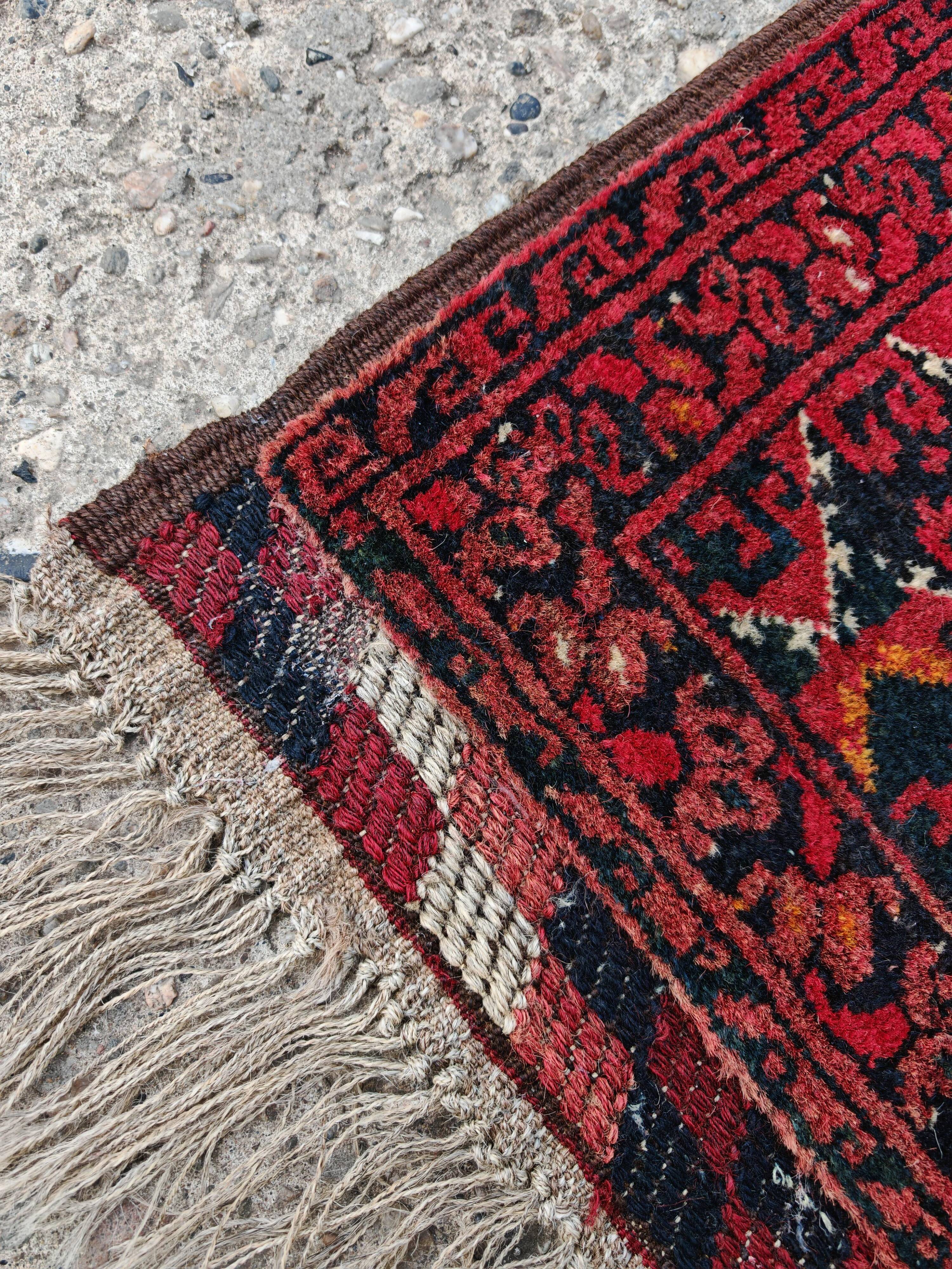 Vintage hand-knotted Kunduz rug, natural dyes, 1940s.