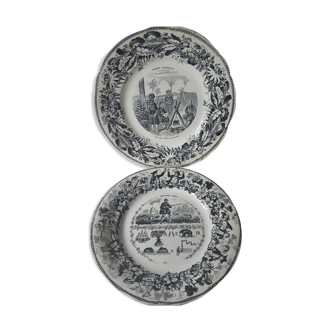 2 plates Creil and Montereau LM et cie