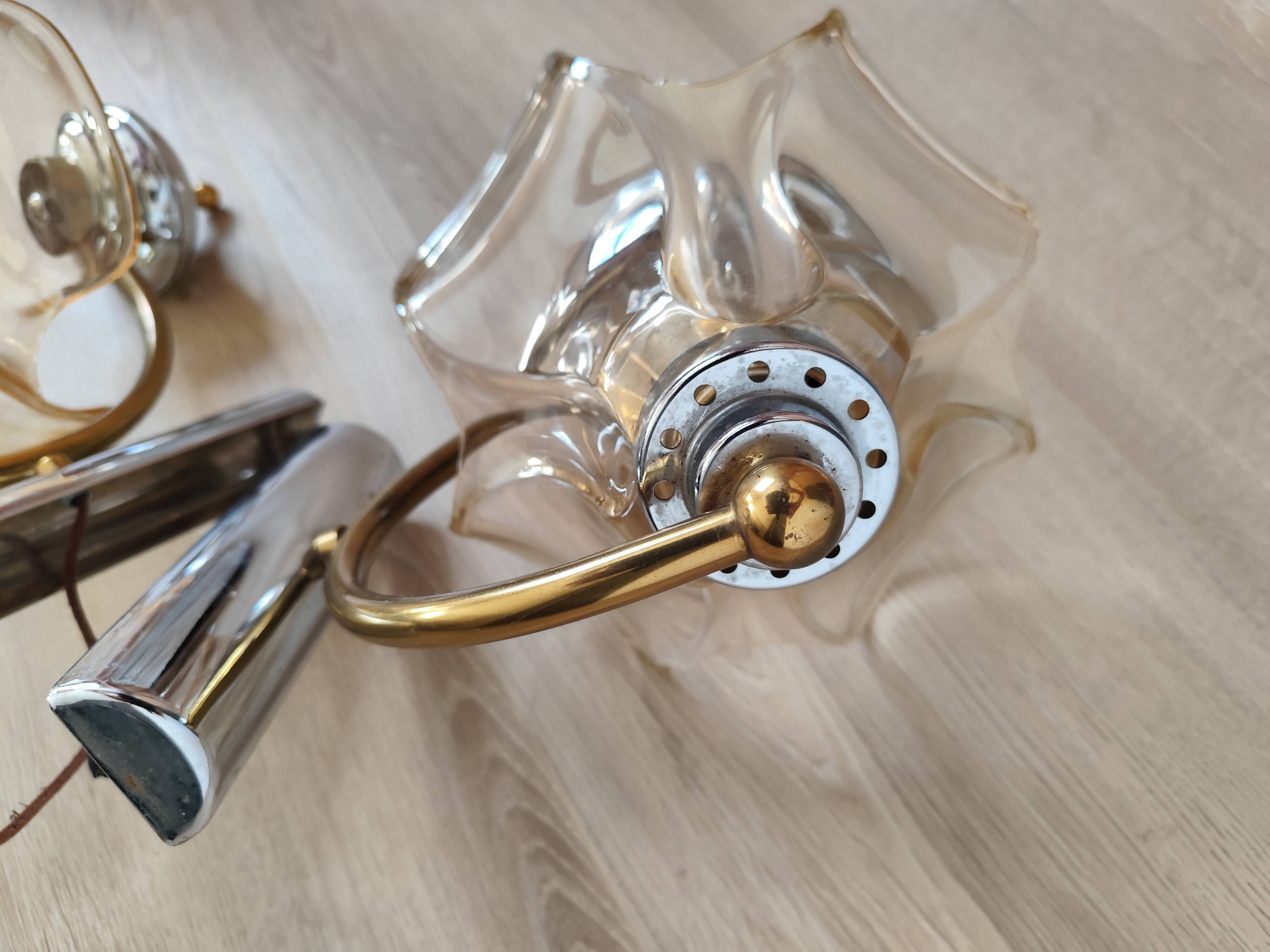 Pair of vintage tulip wall lights from the 70s