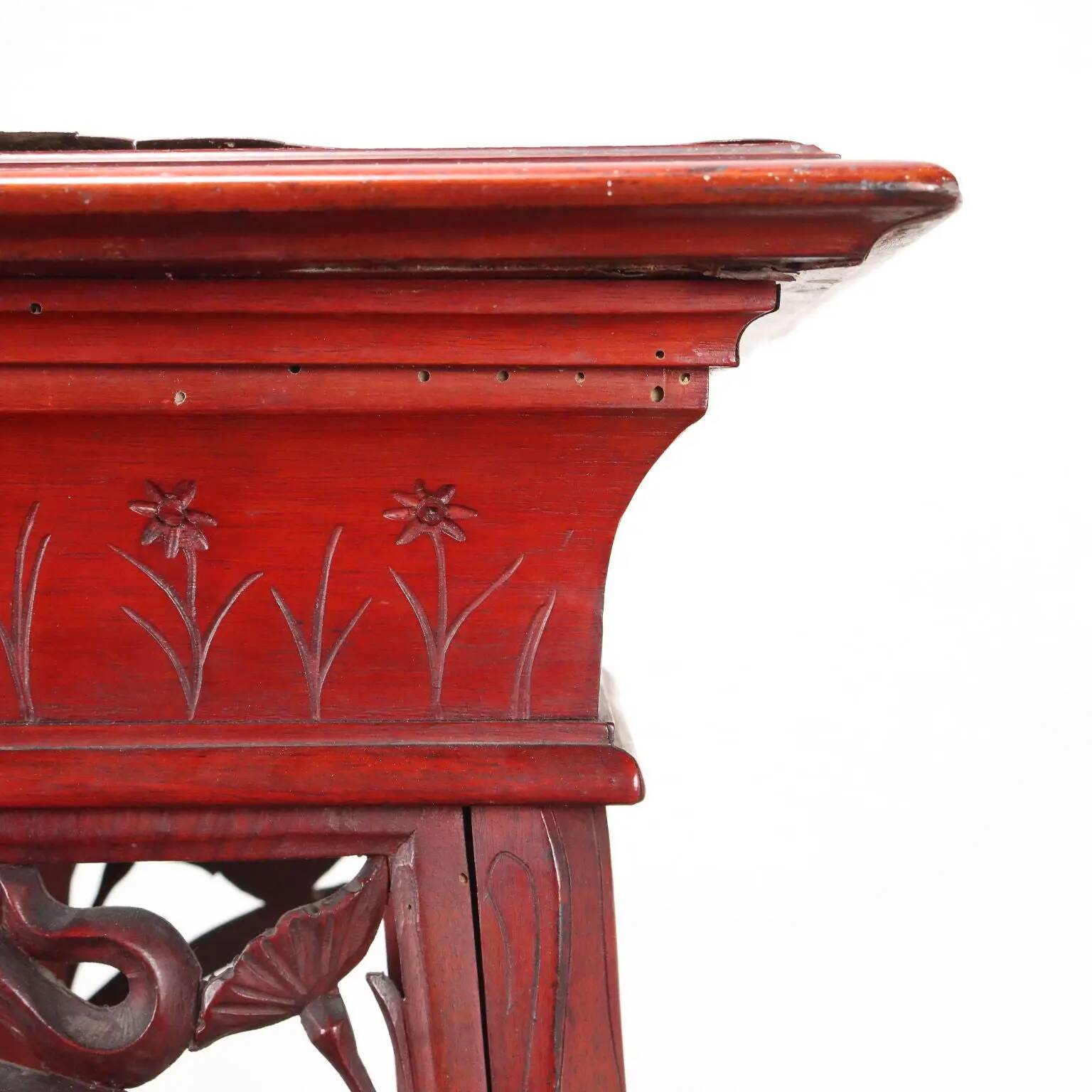 Antique walnut vase holder with decorations, 19th century