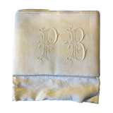 Drap ancien pur fil monogrammé PB pour lit 140cm