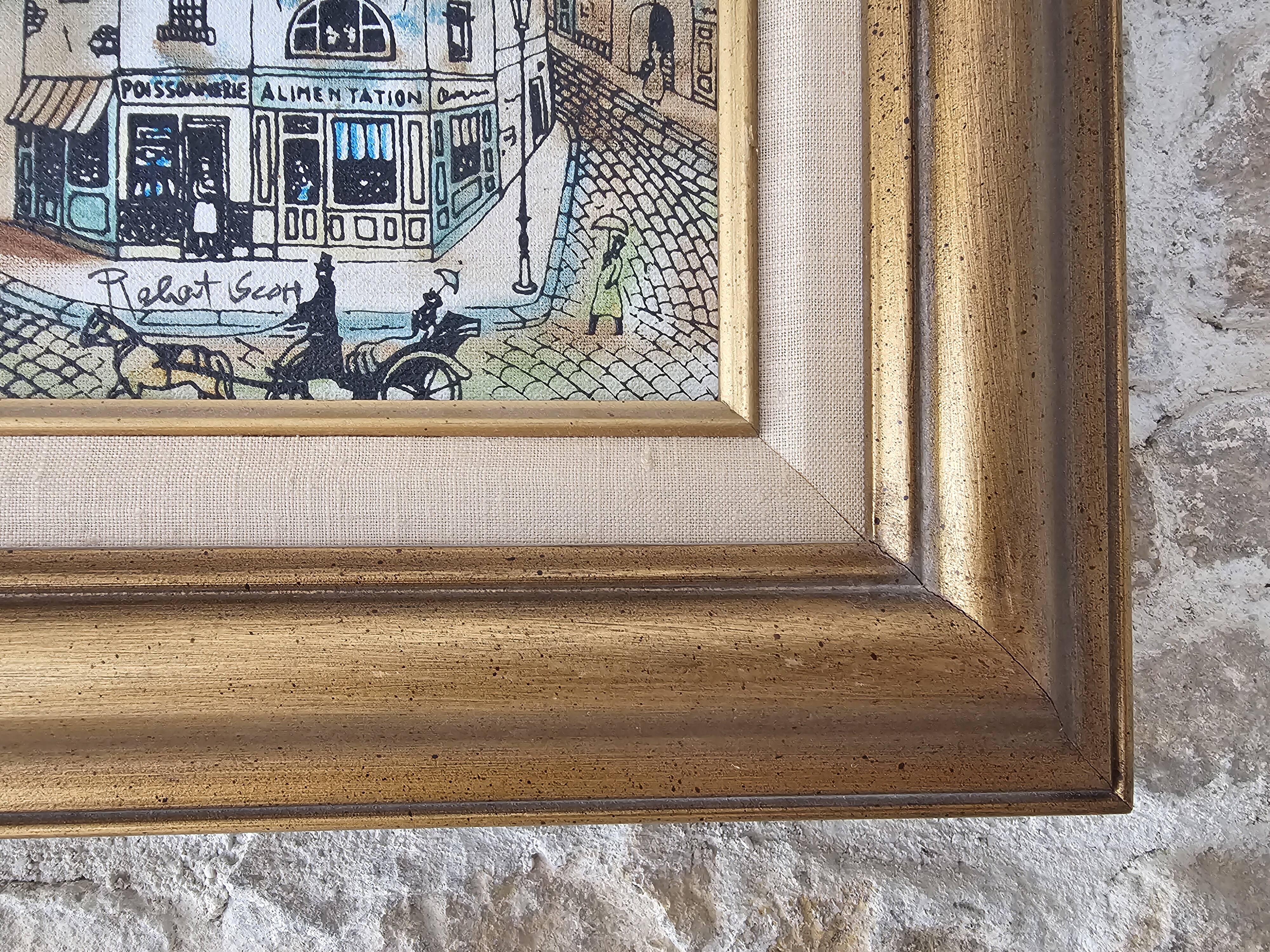 Oil Painting on Canvas - Rue du vieux Paris Signed Robert Scott