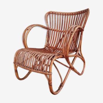 Rattan and bamboo armchair 1950 for Rohe noordwolde