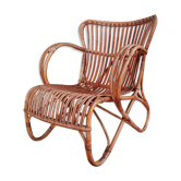Fauteuil en rotin et bambou 1950 pour Rohe noordwolde
