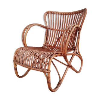 Rattan and bamboo armchair 1950 for Rohe noordwolde
