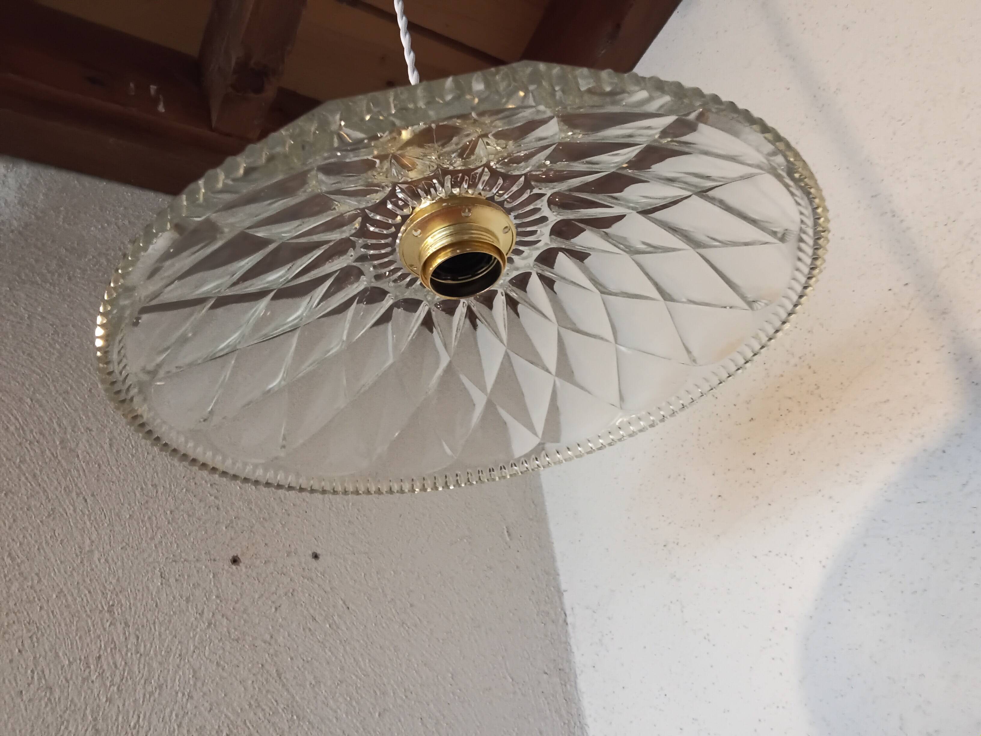 Vintage pendant light in chiseled glass