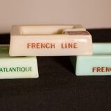 Three opalex ashtrays at the Logo of the Trans-Atlantic General Company - French Line - Model created by Jean Luce for the cruises of the liner Normandy and France