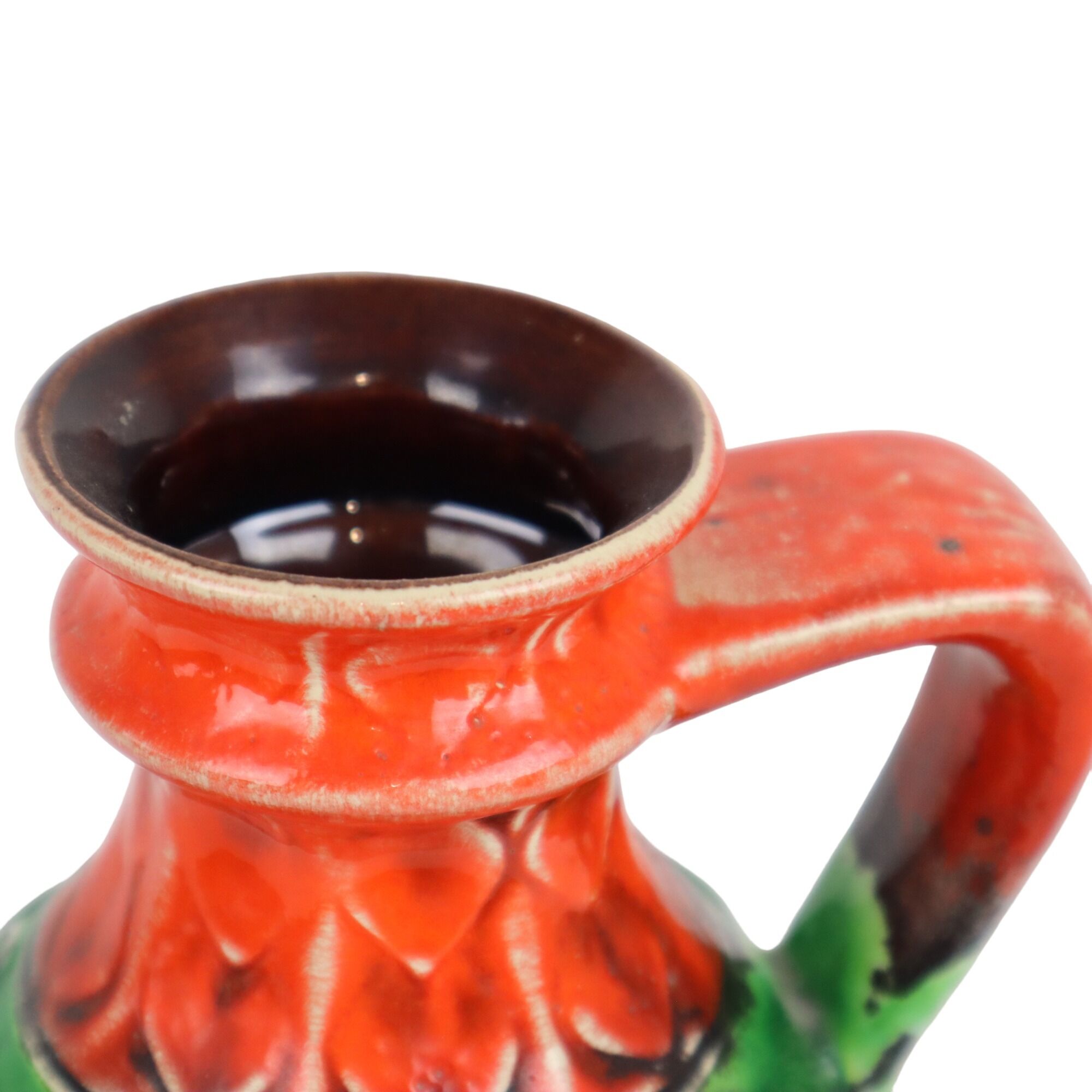 Vase à fleurs vert orange Allemagne de l’Ouest années 70 Scheurich 87-17