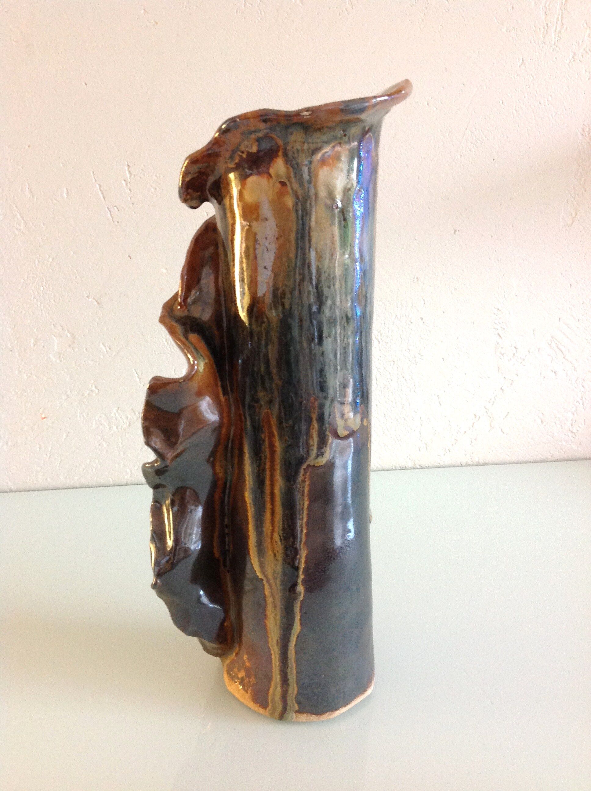 Roll vase in iridescent ceramics 60/70