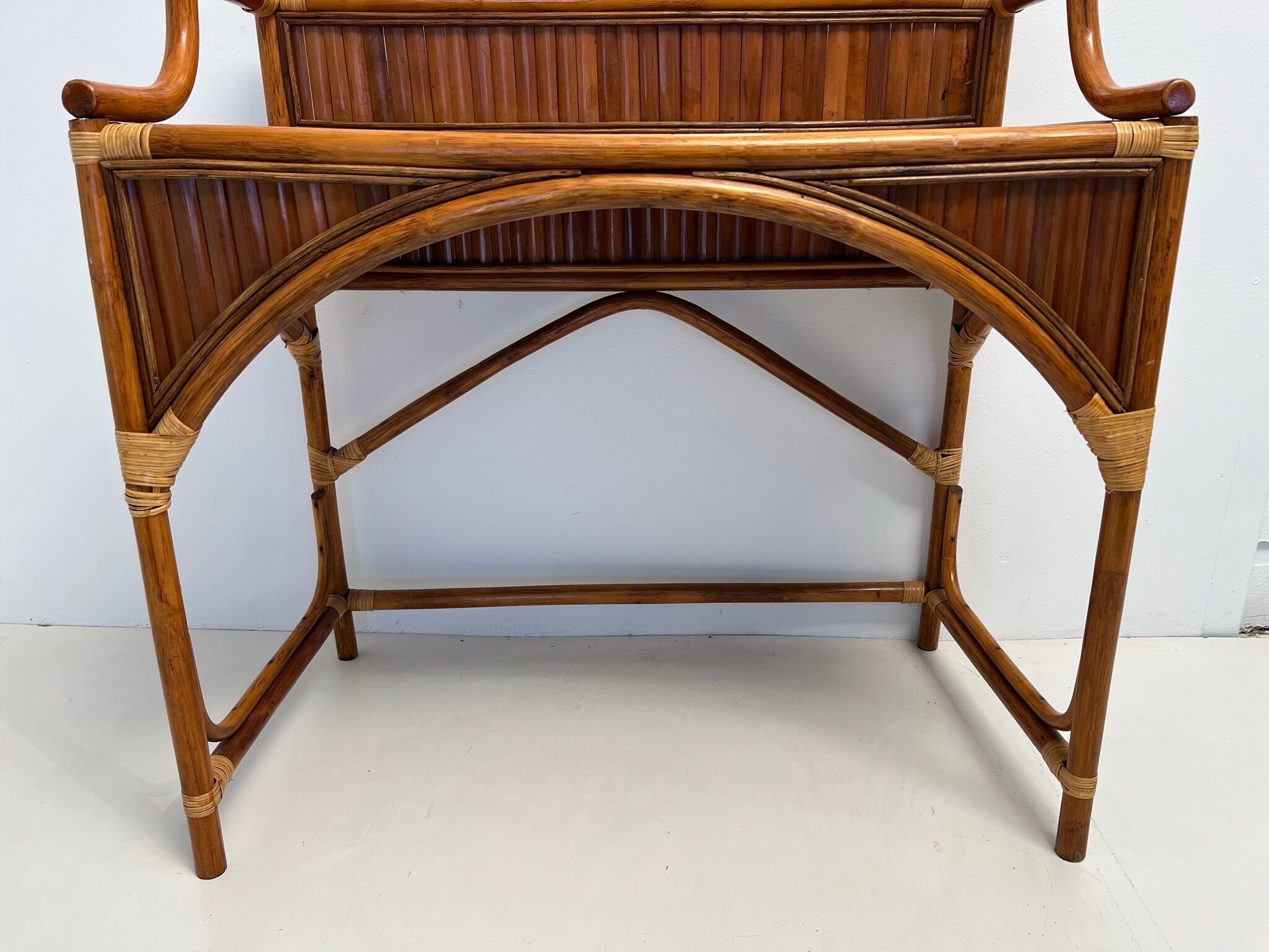 Coiffeuse bureau en rotin et bambou vintage