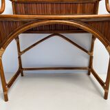 Coiffeuse bureau en rotin et bambou vintage