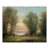 HST painting "The family walk" signed Dervin