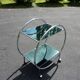 Rolling dessert 2 tinted mirror trays and chrome metal support in a circle