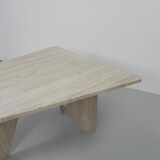 Travertine dining table, 130 x 129 cm