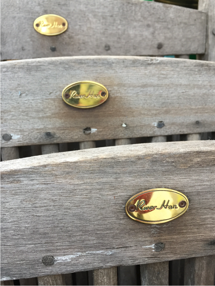 3 vintage folding garden chairs made of River Han teak