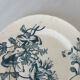Flat plate, ironstone, Sarreguemines, blue flower - antique earthenware.