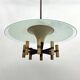 Curved glass disk chandelier. Italy 1950s