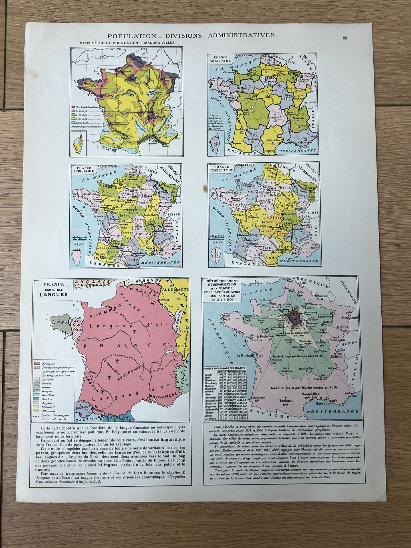Map sheet - France, population and divisions - 27x37cm - 1