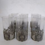 Glass with art deco strapping