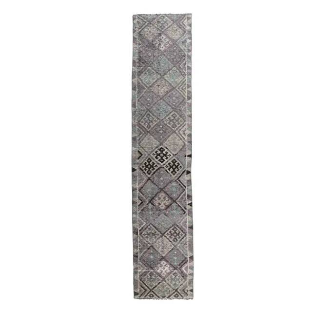 Vintage Turkish Hand-Knotted Runner Rug 73x350