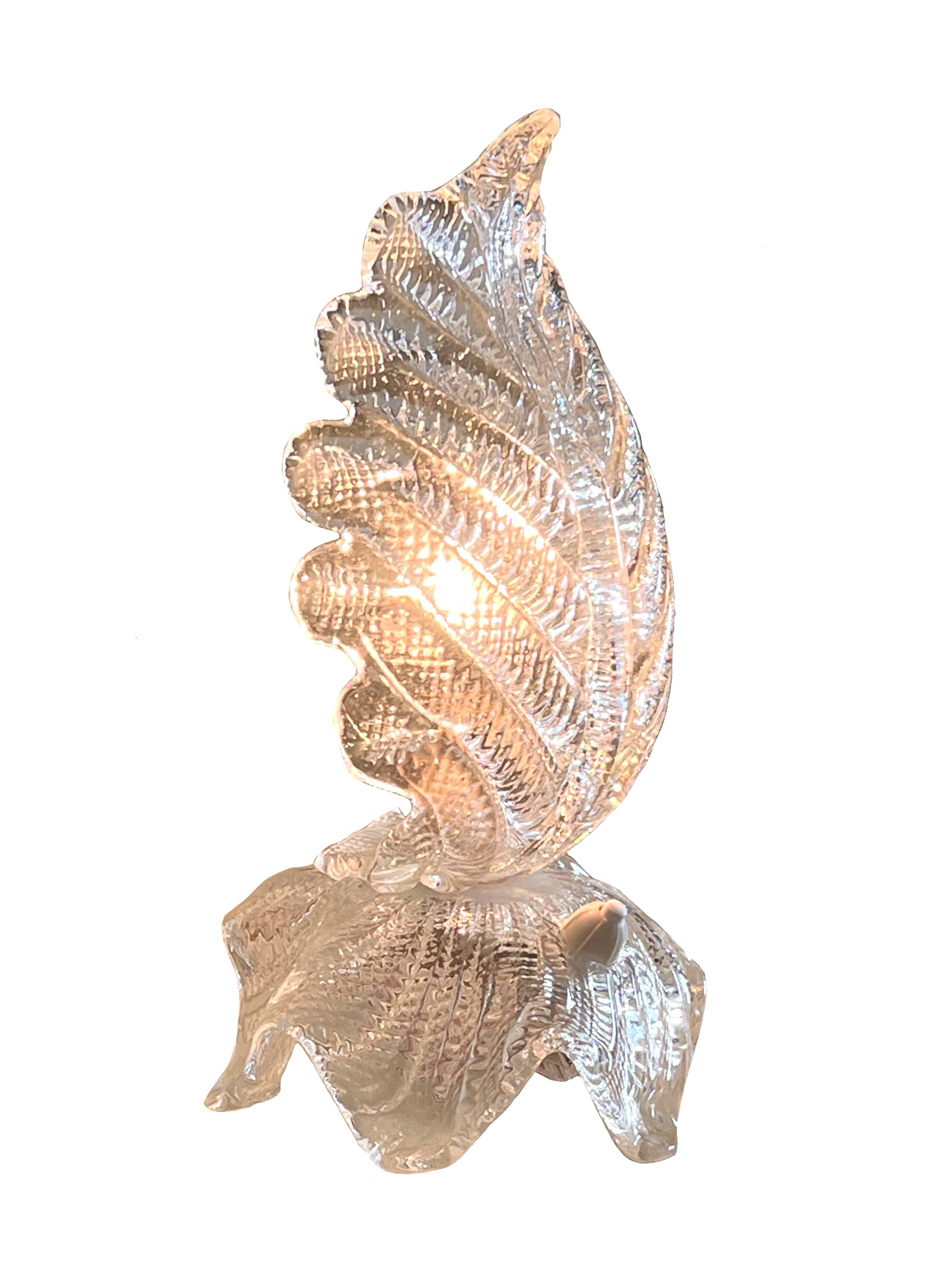 Lampe en verre de Murano en forme de feuille