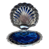 Antique silver-plated shell butter dish