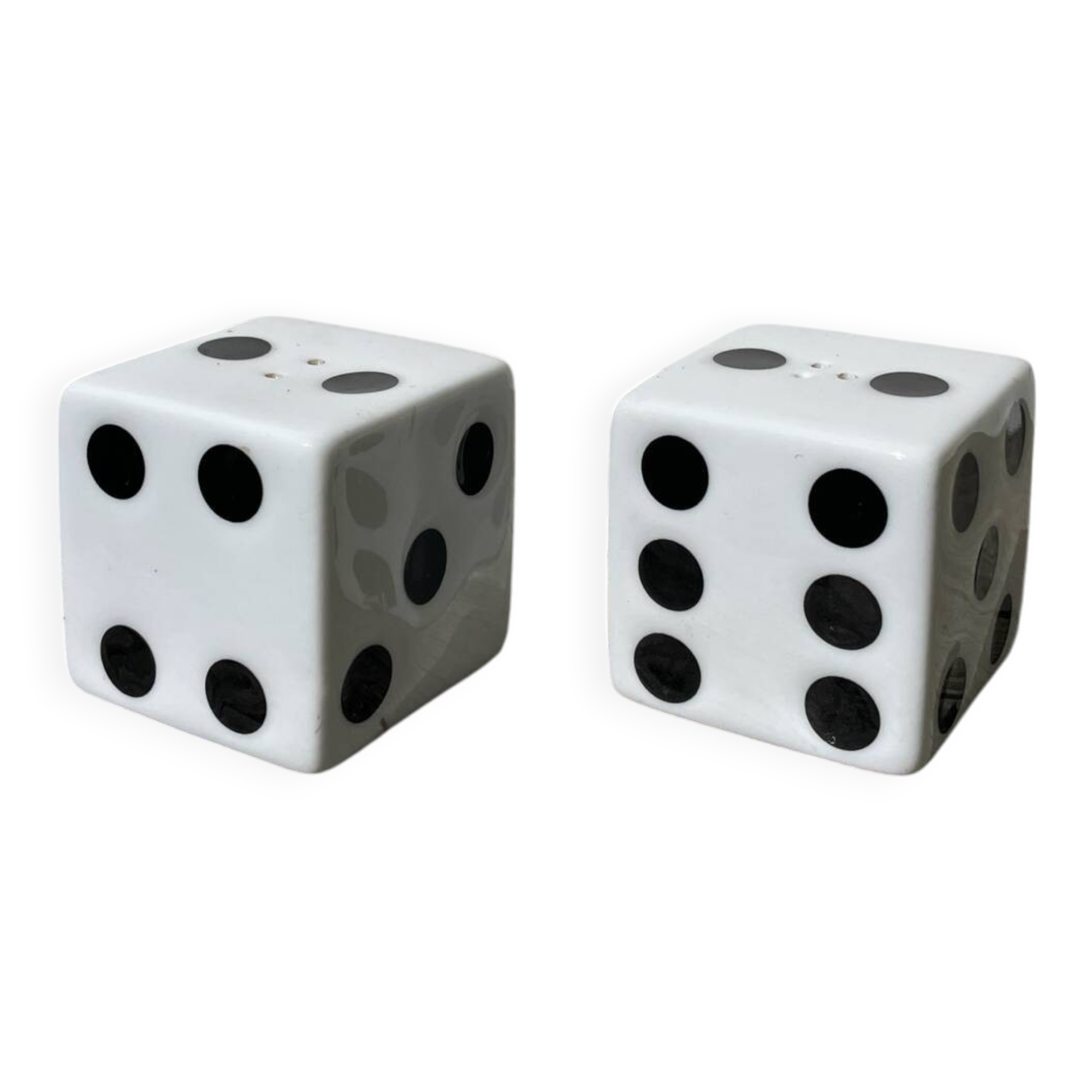Ceramic salt and pepper shaker dice