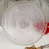 Compotier ancien en verre pressé moulé Portieux