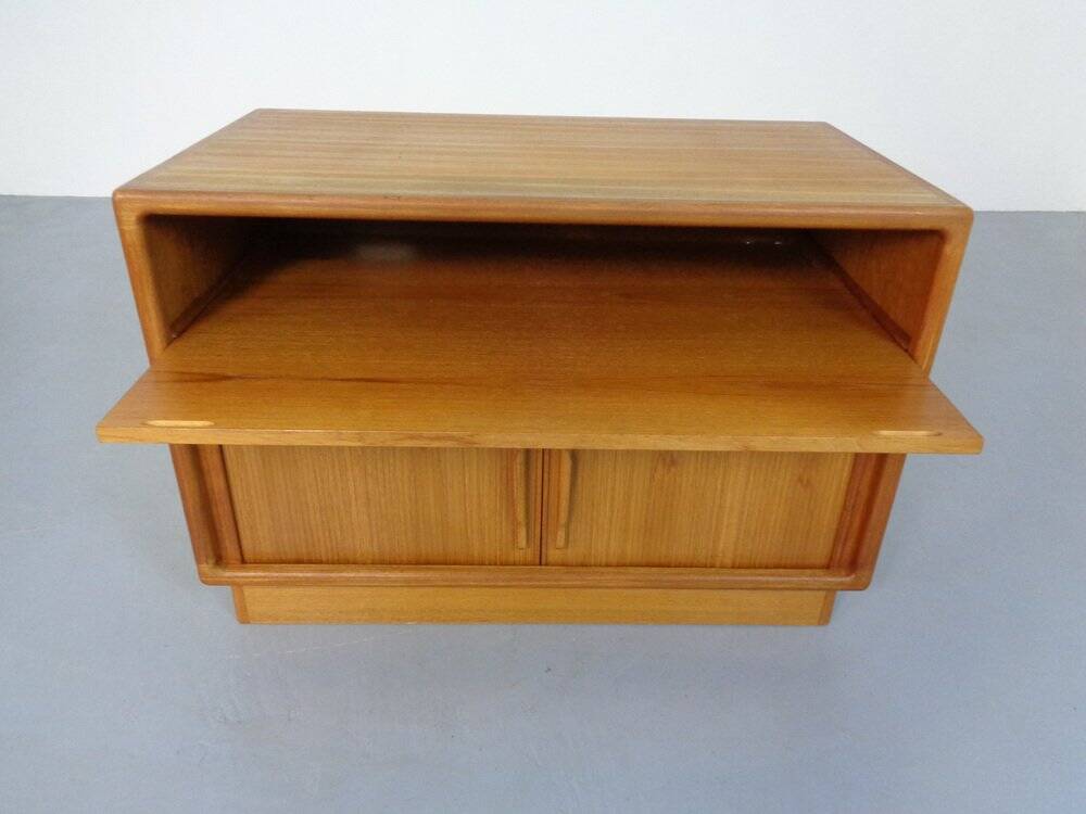 Small Teak Tambour Media Sideboard from Dyrlund, 1970s