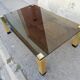 Vintage coffee table smoked glass and golden feet