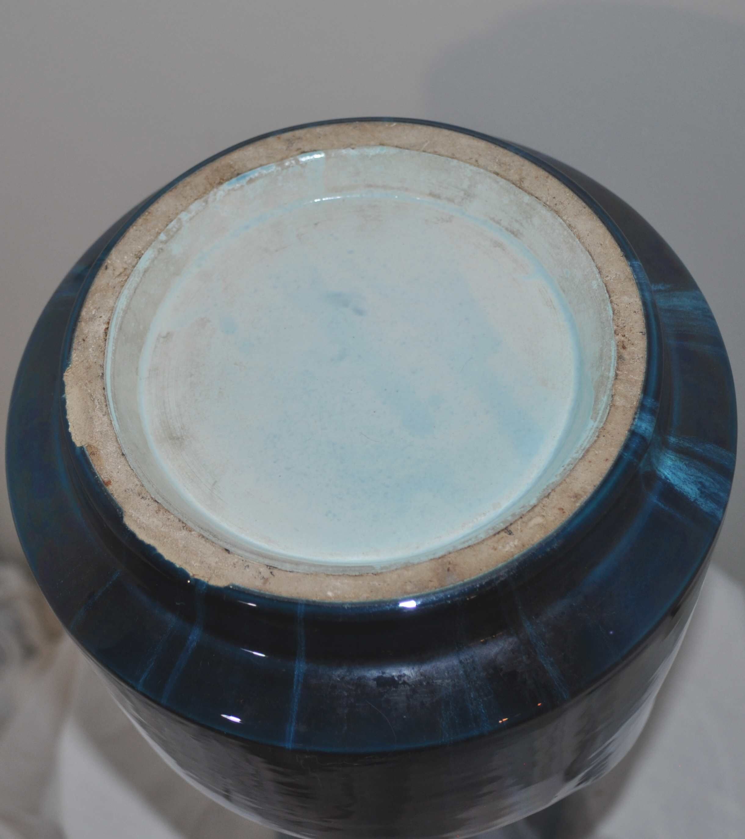 Blue ceramic vase flamed vintage 50's