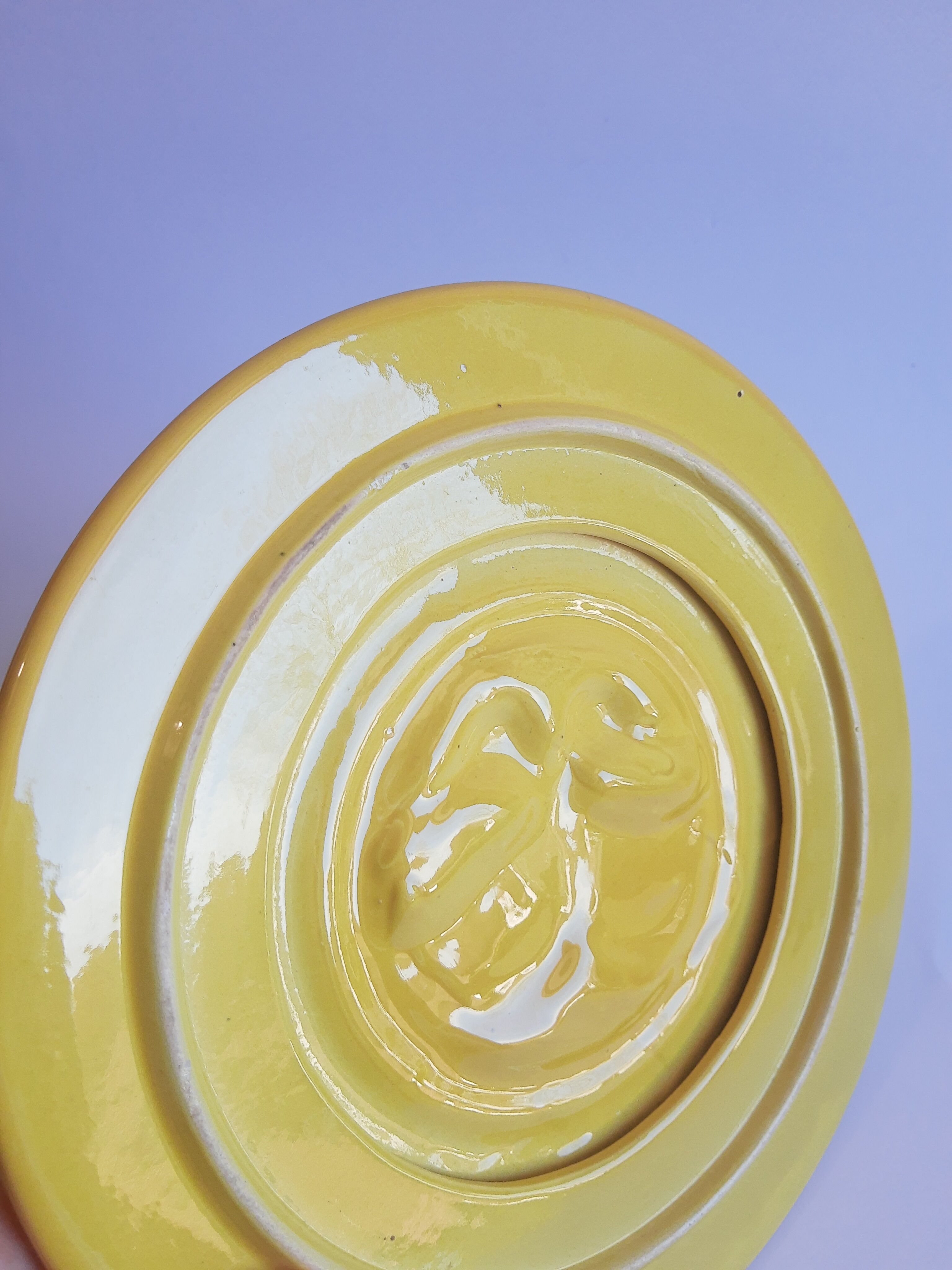 Vintage art deco duck yellow slip coaster