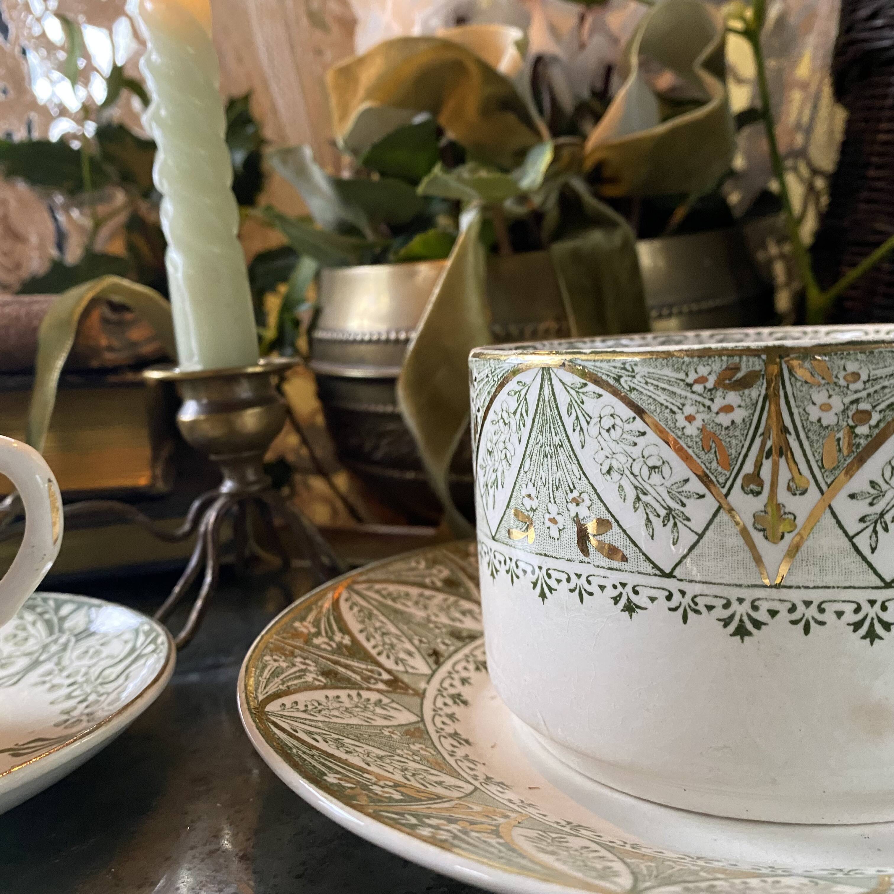 Large cup and saucer in Creil and Montereau ironstone.