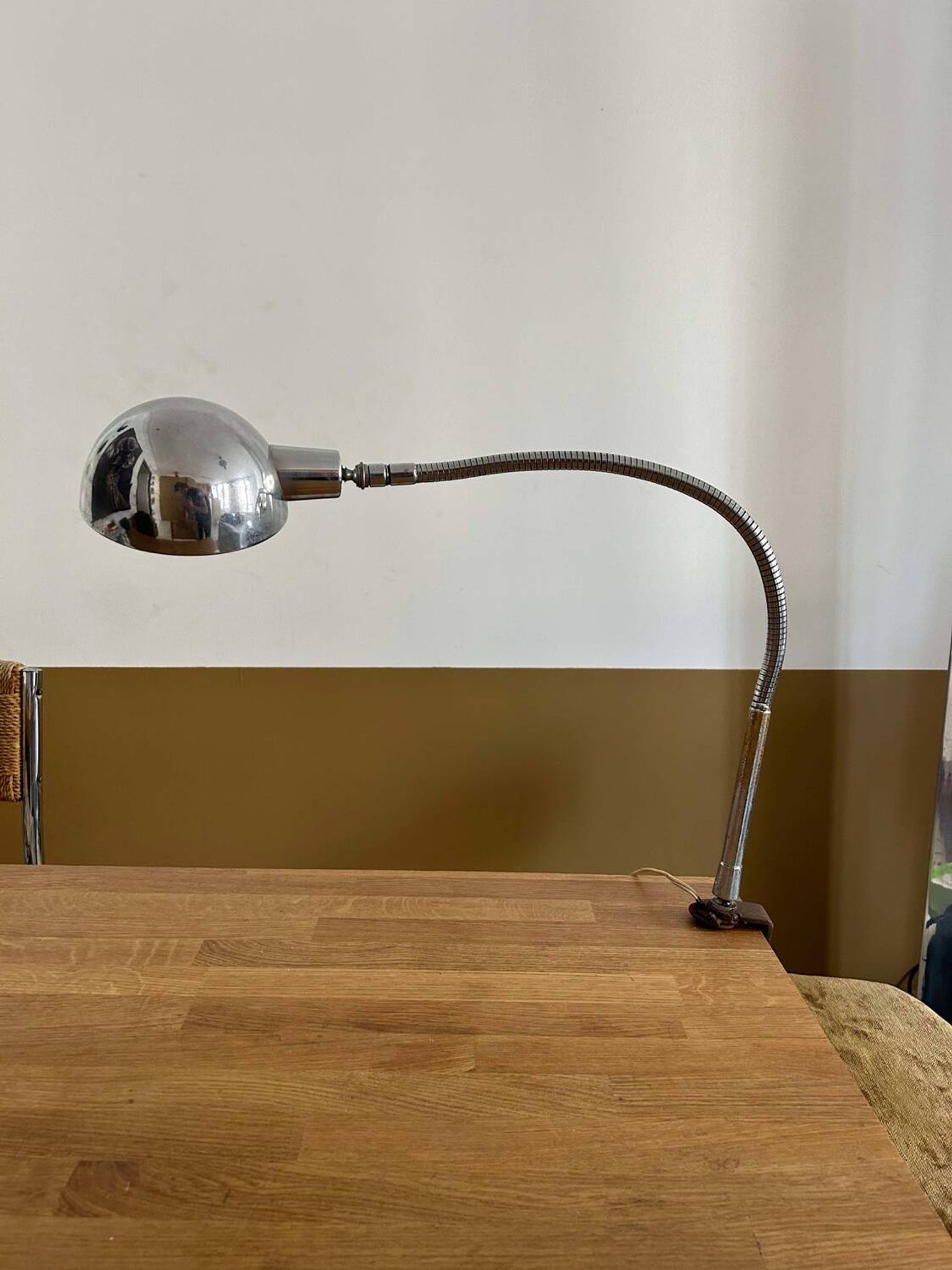 Lampe de bureau orientable, métal chromé, France 1940