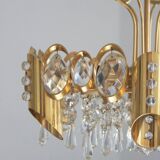 Hollywood Regency Brass & Crystal Glass Ceiling Lamp from Palwa