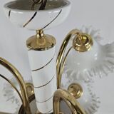 Lustre en céramique, laiton et verre de Murano des années 1970