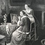 Gérard dou, la dame à sa toilette, gravure, xixème siècle