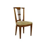 20th-Century Elm Chair in Striped Upholstery, 1940s