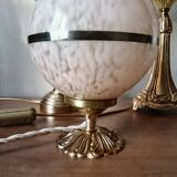 Upcycled pink glass table lamp from Clichy